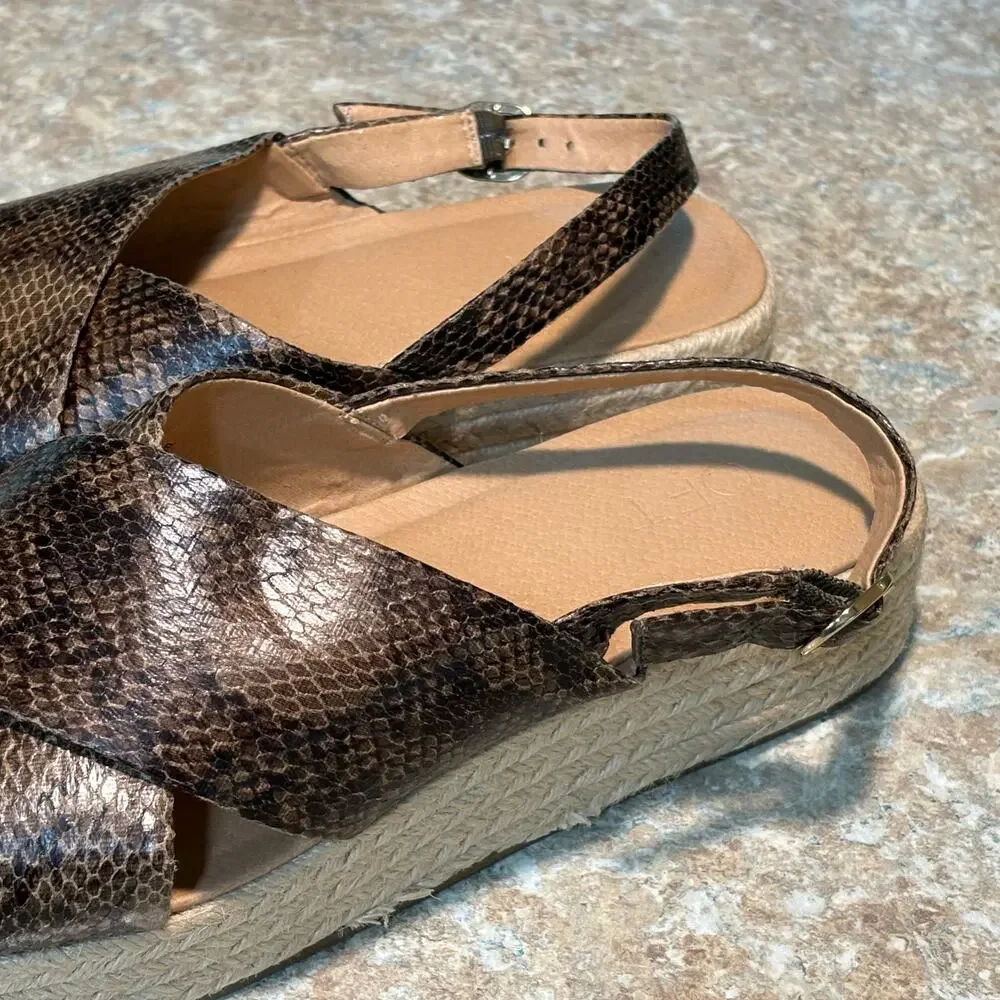 Ann Taylor LOFT Espadrille Snake Print Criss Cross Platform Sandals Size 10